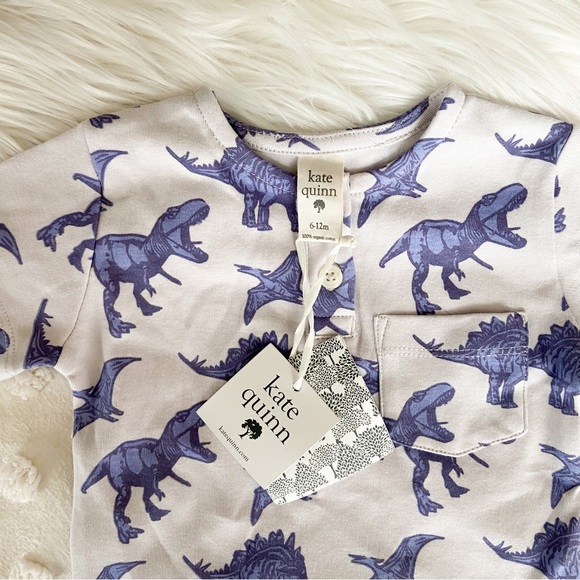 Kate Quinn Purple Dinosaur Henley Pocket Tee - Picture 2 of 2